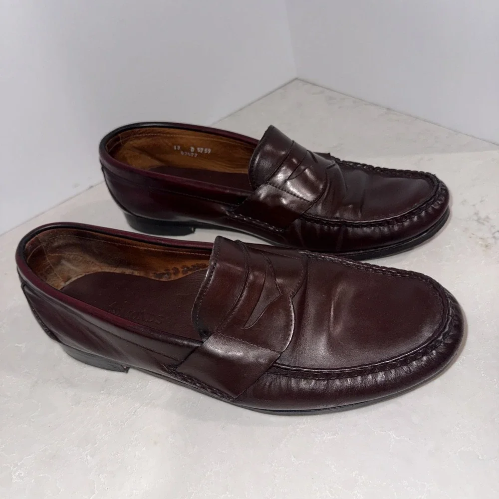 Allen Edmonds Walden Loafers USA Made Men's 12 Burgundy Leather VTG